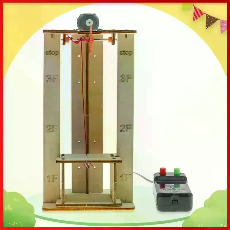 1 Set Science School Projects DIY Electric Remote Control Lift Elevator Wooden Model Kit Experiment Science Toys For Kids