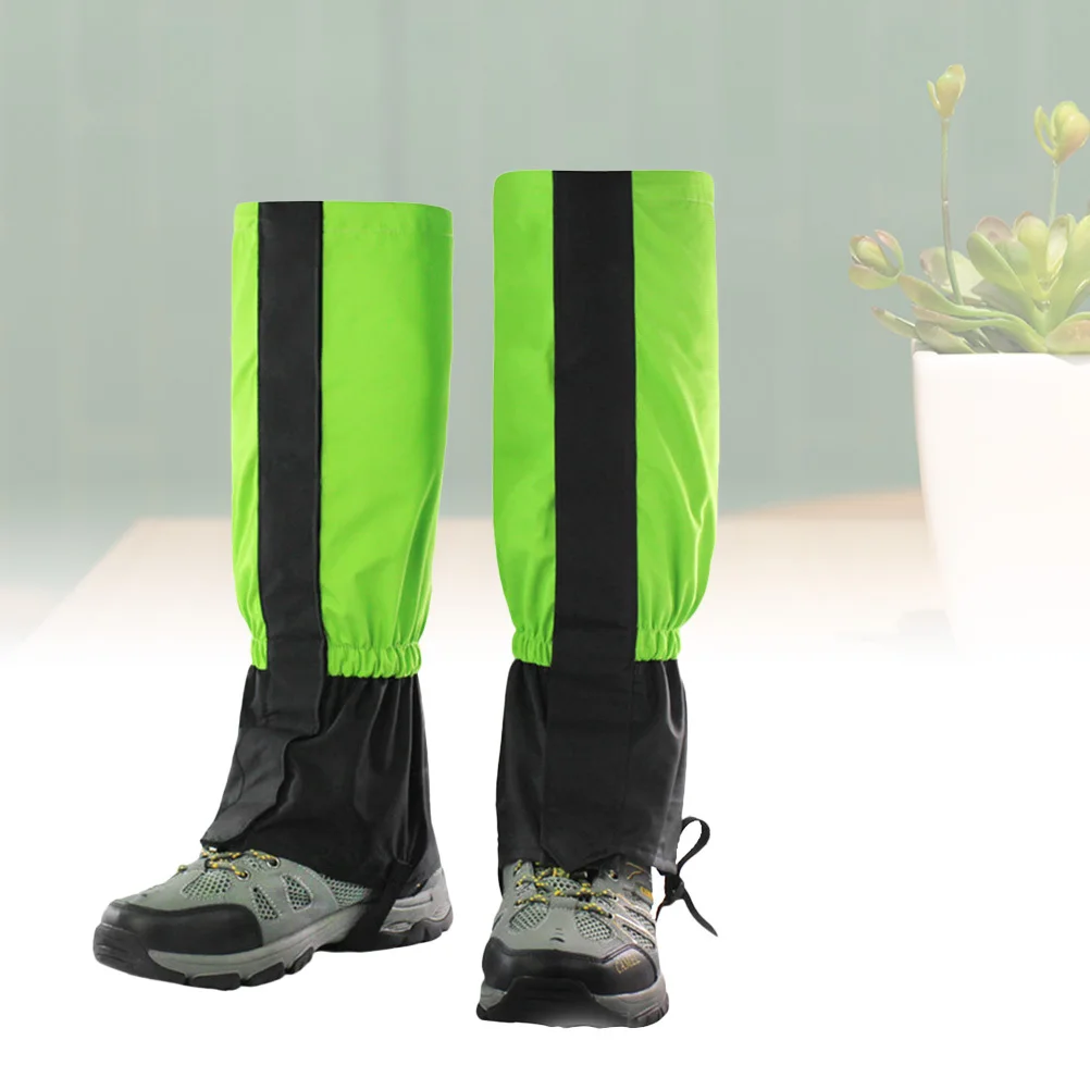 

1 Pair Waterproof Snow Gaiters Green Adjustable Elastic Band Rust-Proof Hook For Skiing Hiking Fishing Outdoor Leg Gaiters Boot