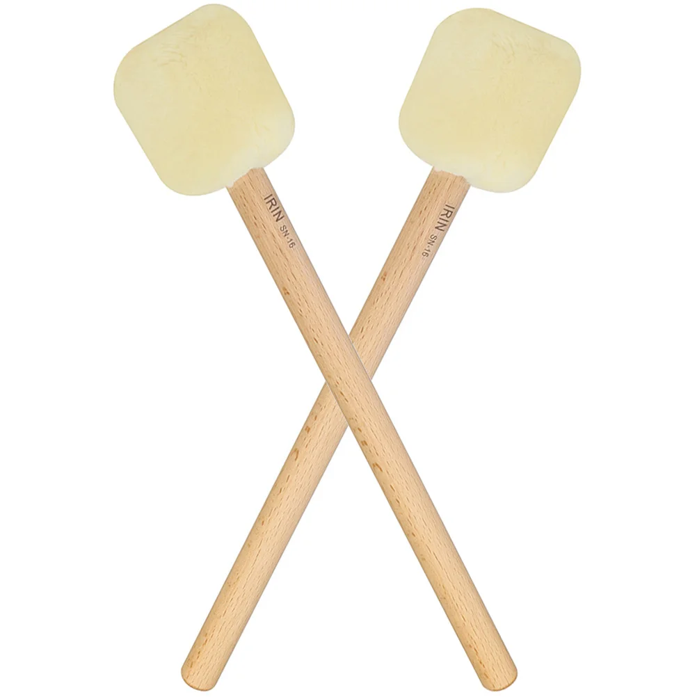 

2pcs Bass Mallet Stick Beech Handle Felt Head Durable Drumsticks For Percussion Instruments Stage Performance Drum Supplies