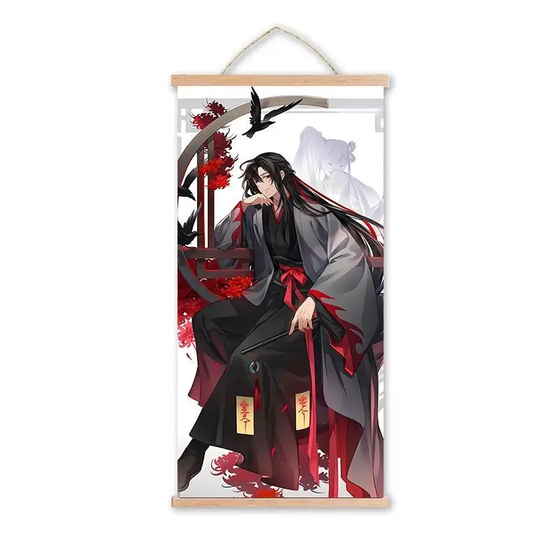 40x80cm Mo Dao Zu Shi Anime Poster Wall Decor Gold Scroll Hanging Picture Gift for Anime Fans Lan Wangji Wei Wuxian MDZS Art
