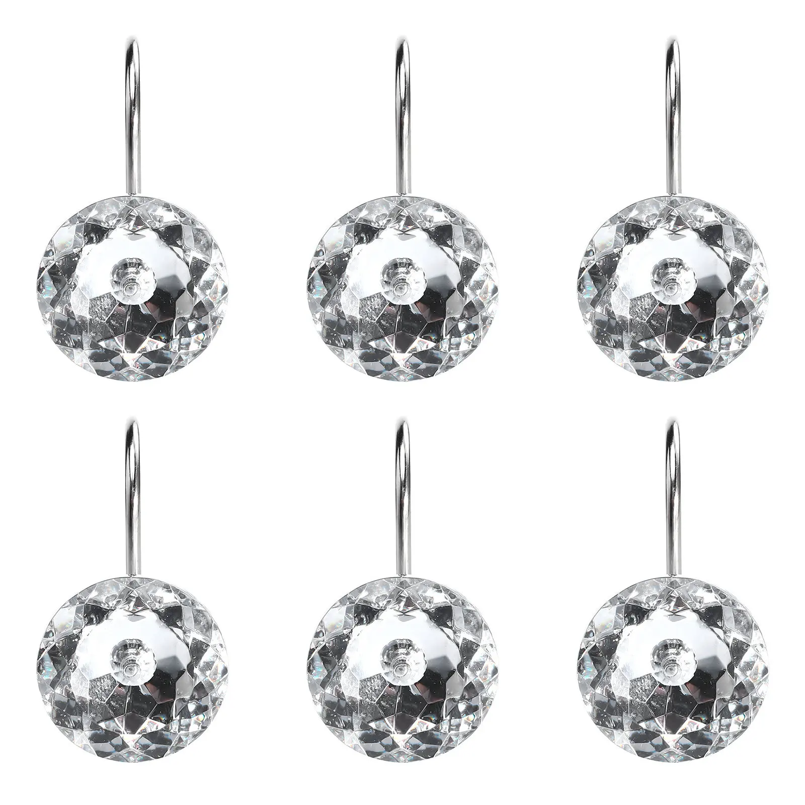 12Pcs Rhinestone Curtain Hangers Creative Design Premium Workmanship Bathroom Decor Shower Hooks Space Saving Chic Curtain Hooks