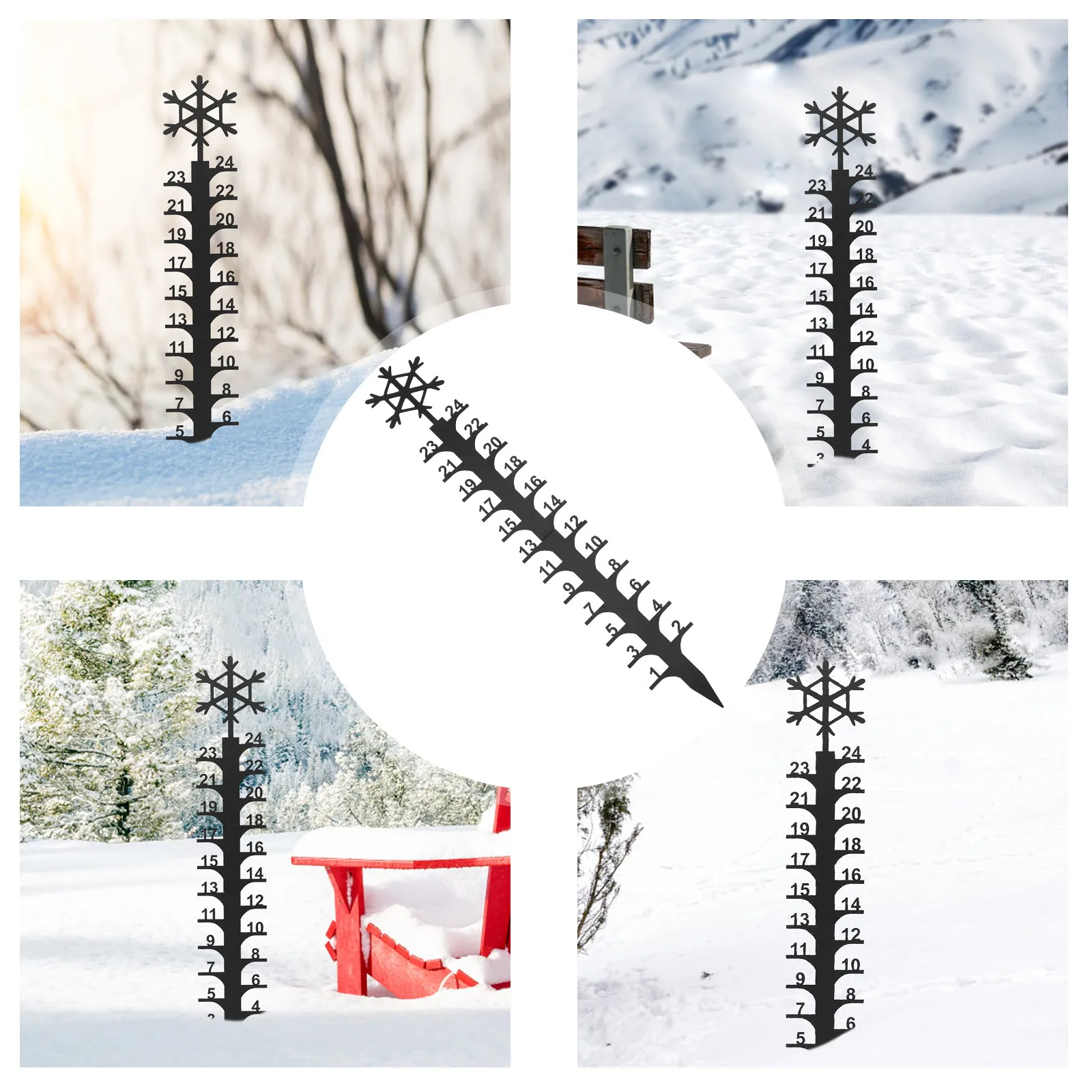 Christmas Snow Gauge Metal Snow Measuring Device Outdoor Garden Stake Decor with Clear Black Numbers for Lawn Yard Patio view 3