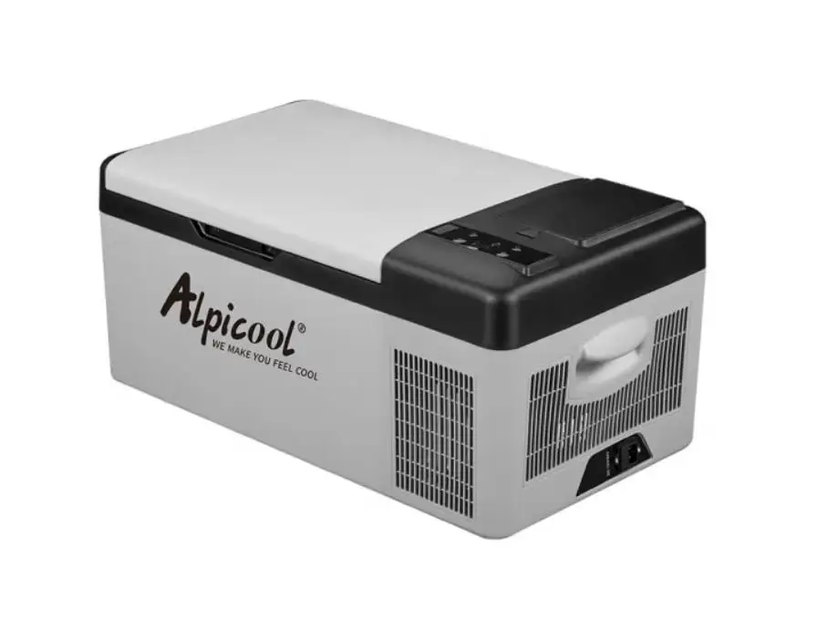 Alpicool 15l車の家庭用冷蔵庫ミニ冷蔵庫AC100-240V dc12/24vポータブル冷蔵屋外コンプレッサー、インナーバッテリー付き