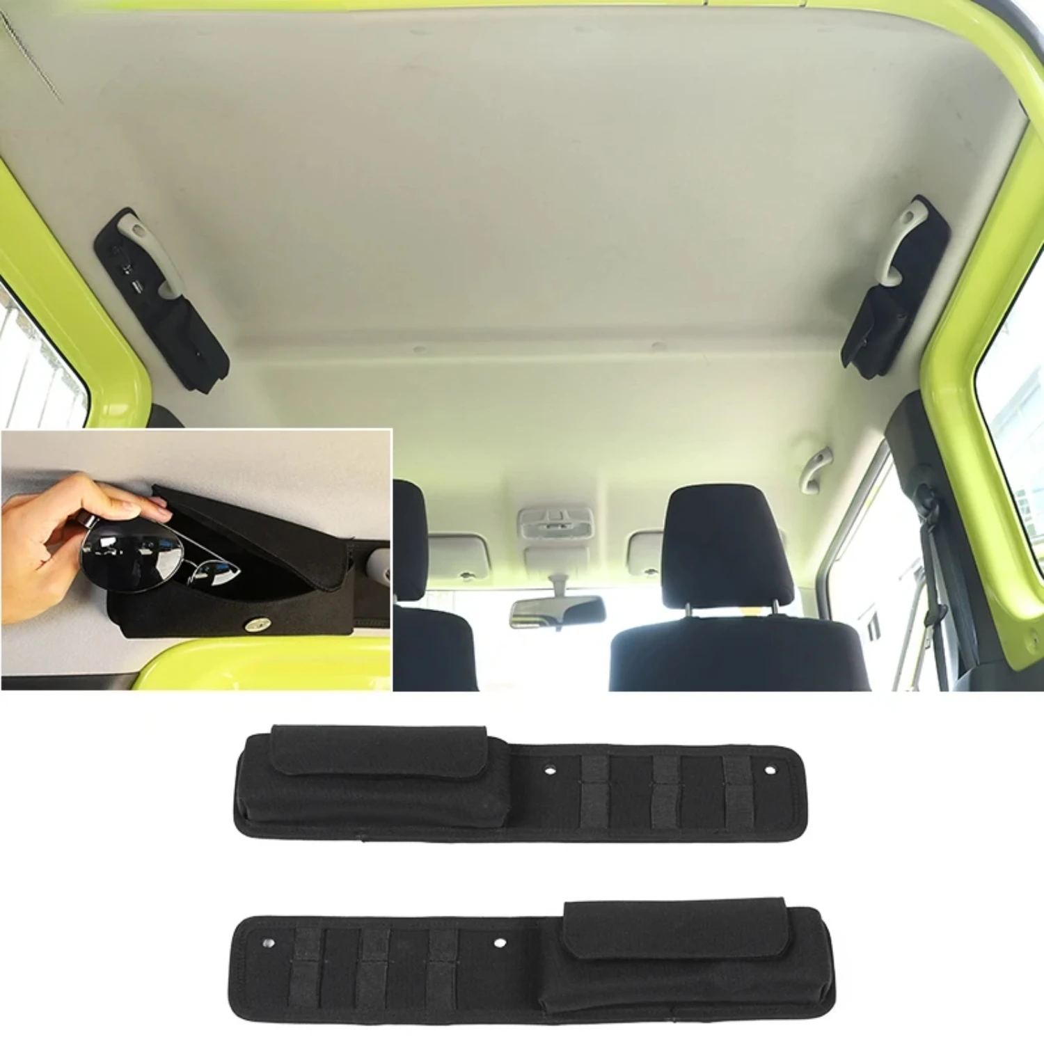 

Functional and Stylish Black Car Top Handle Bag with Sunglasses Organizer for 2010-2023 Jimny - Efficient Stowing and Tidying So