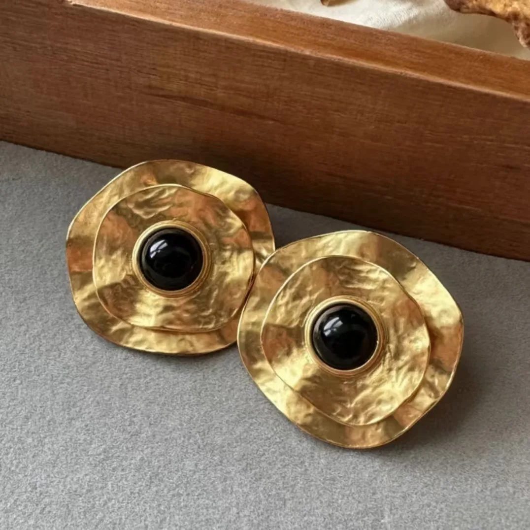 

Vintage over-the-top earrings with black agate