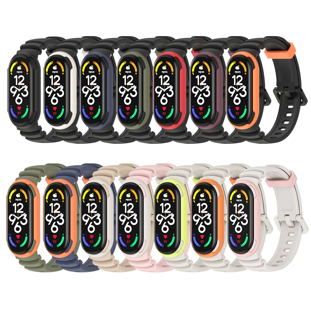 Mi Band 7 สําหรับ Mi Band 10 9 8 NFC Global Version สายรัดข้อมือซิลิโคนสําหรับ Mi Band 8 สร้อยข้อมือกีฬาสายคล้องคอ