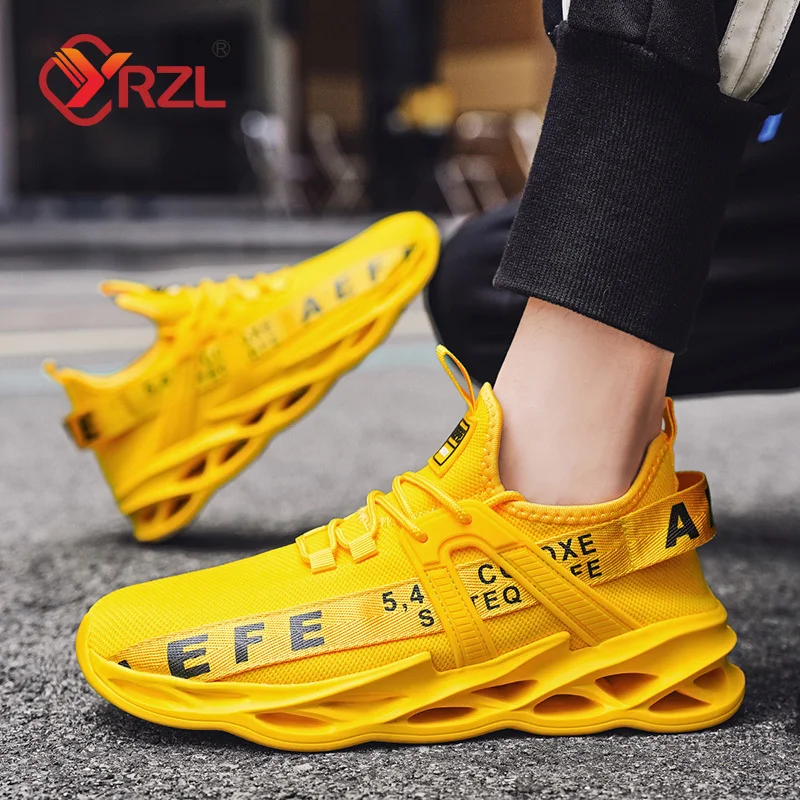 YRZL Mens Sneakers Lightweight Comfortable Mesh Breathable Sneakers Men Green Casual Shoes Thick Sole Running Shoes for Men