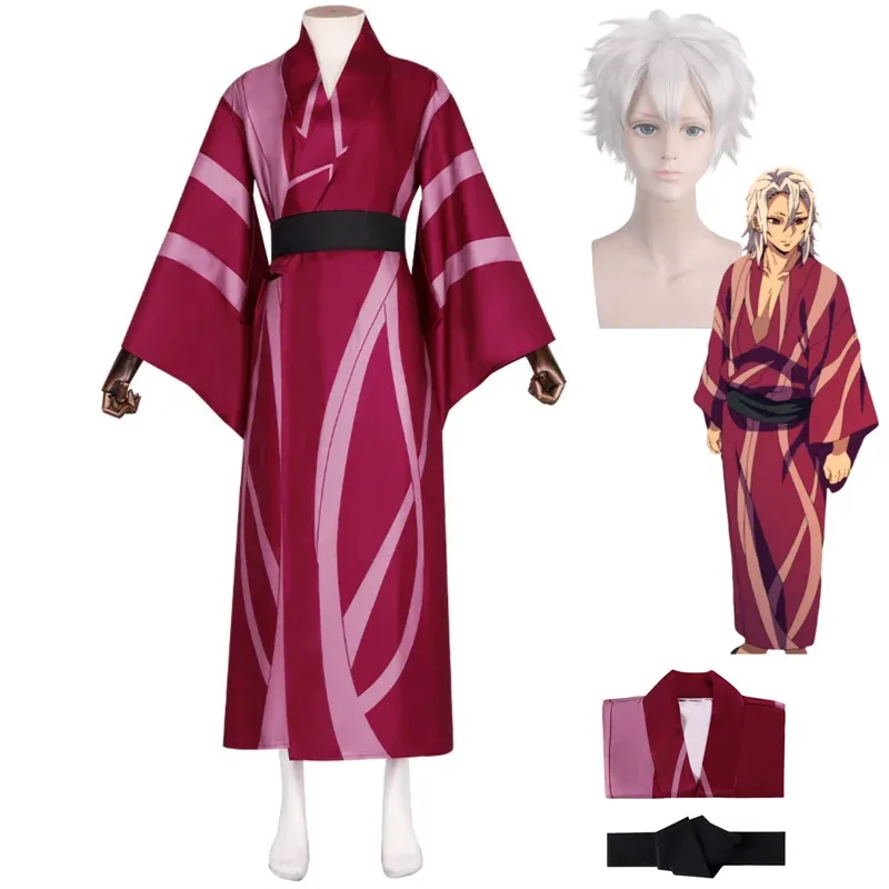 أزياء أنيمي شينازوجاوا سانيمي التأثيرية رداء حمام كيمونو أحمر ياباني رداء شعر مستعار للبالغين رجل وامرأة بدلة الهالوين والكريسماس if;3
