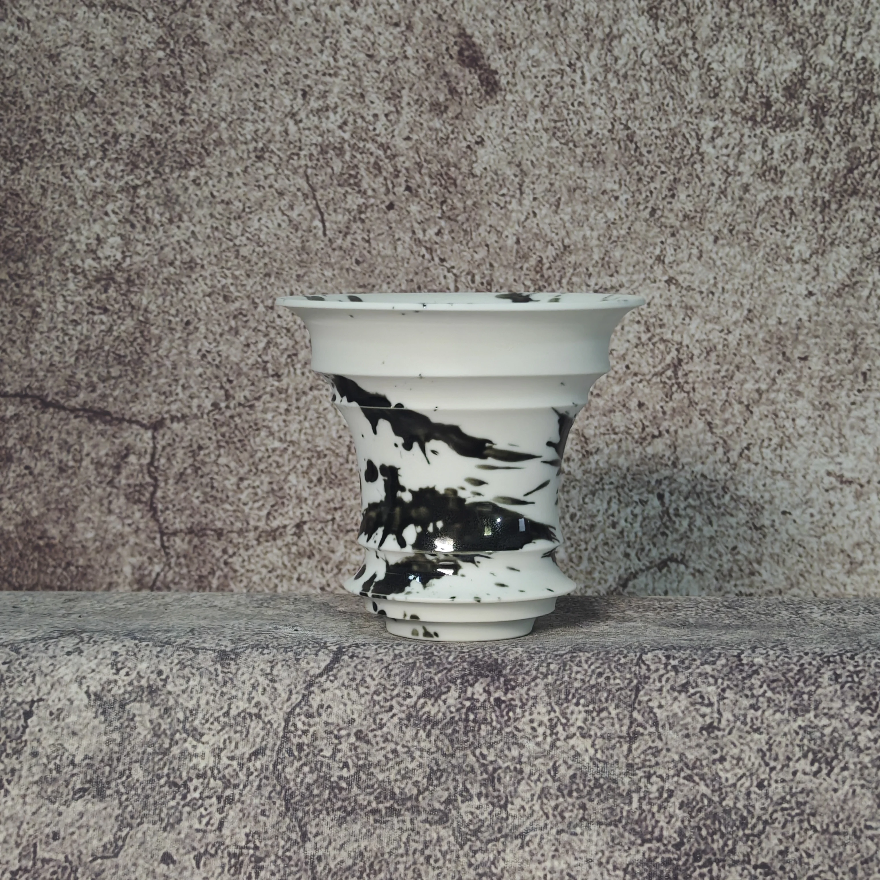 Hand‑painted Splash Ink Ceramic Caudex Planter 3.74‑6.1Inch Breathable Bonsai Pot Collection for Agave, Cactus & Succulent House