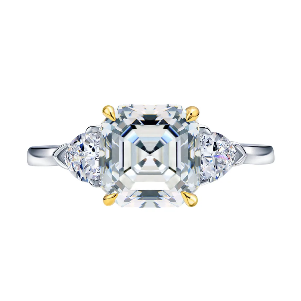 

S925 Silver 2.5CT D Color 8x8mm Square Asscher Cut Moissanite Ring | Luxury Engagement & Banquet Jewelry
