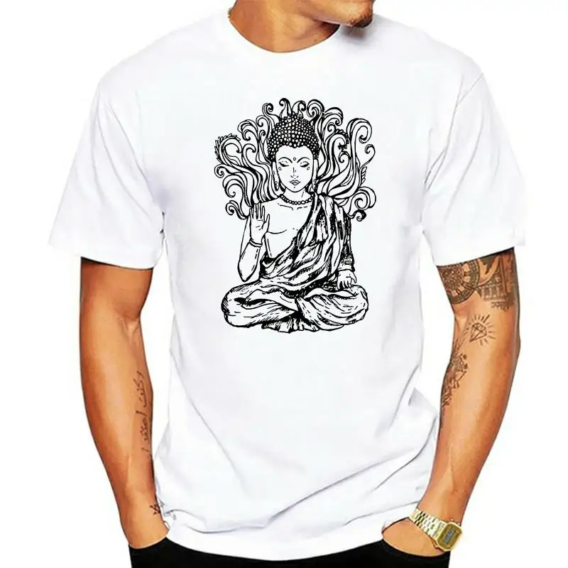 Buddha Design Large Print Mens T-Shirt - Buddhist Buddhism Meditation