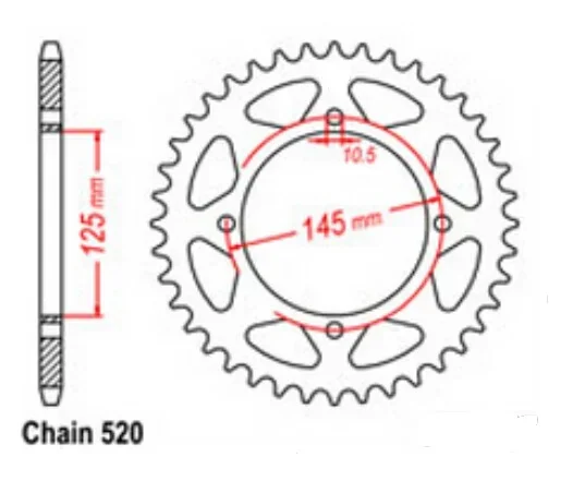 520 Chain Motorcycle Rear Sprocket For MuZ 660 Mastiff Baghira 1997-2003