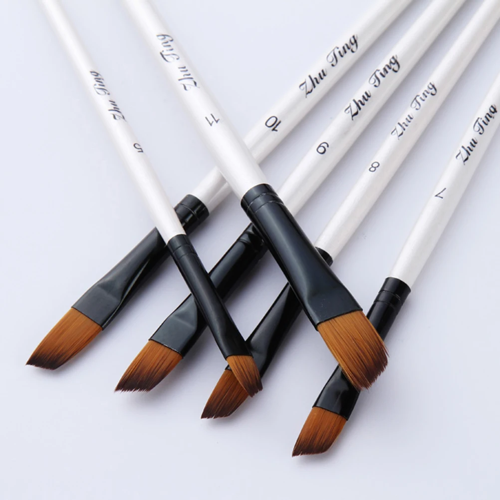 

12 PCS Oil Brush Set Handles Paintbrush Brushes Painting Drawing Nylon Watercolor Pen