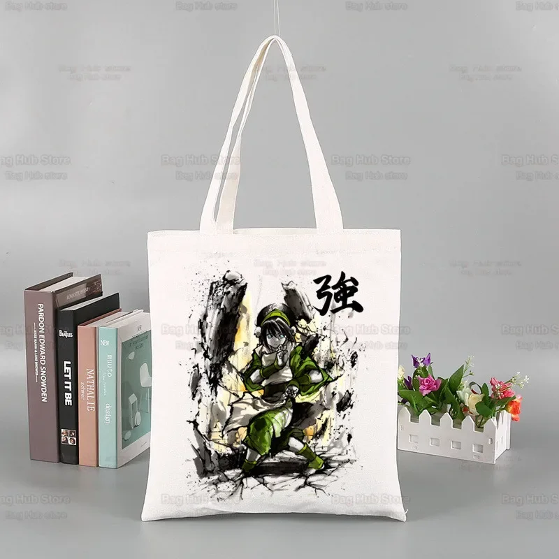 Avatar The Last Airbender Reusable Shopping Bag Women Canvas Anime Water Earth Fire Air Tote Bags Eco Bag Shopper Shoulder Bags