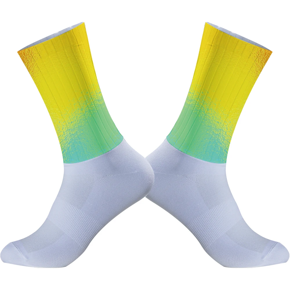 Anti Slip Silicone Summer Aero Socks Cycling Socks Men Bicycle Sport Running Bike Socks Calcetines Ciclismo 2024 New