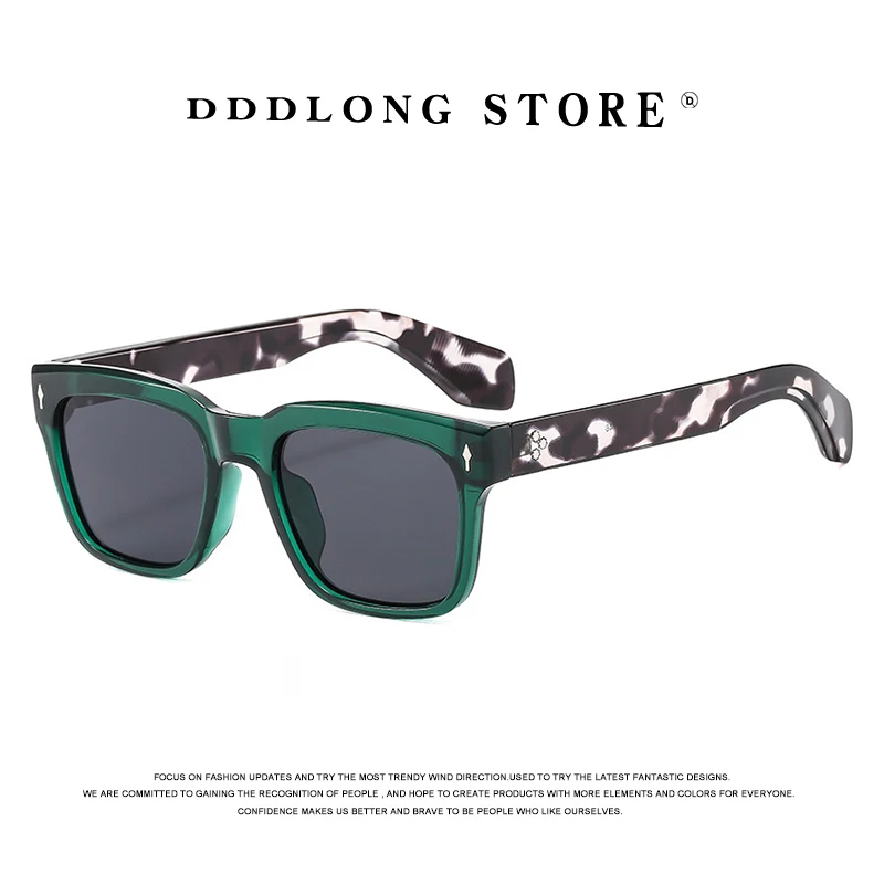 DDDLONG moda retro kwadratowe okulary przeciwsłoneczne damskie męskie okulary przeciwsłoneczne klasyczne Vintage UV400 odcienie zewnętrzne D478