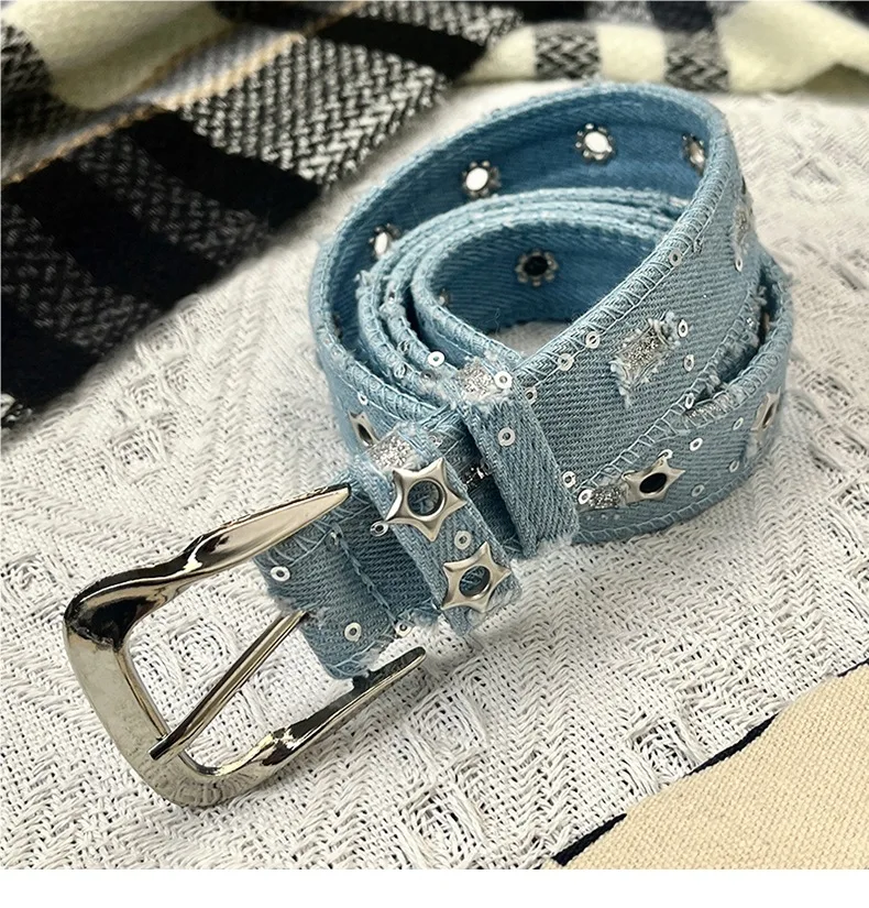 Hochwertiger Jeansgürtel für Damen, 2,6 cm breit, mit Dornschließe, strapazierfähig, verschleißfest, Taillengürtel für Jeans, Freizeitkleidung, Streetwear – Detail 5