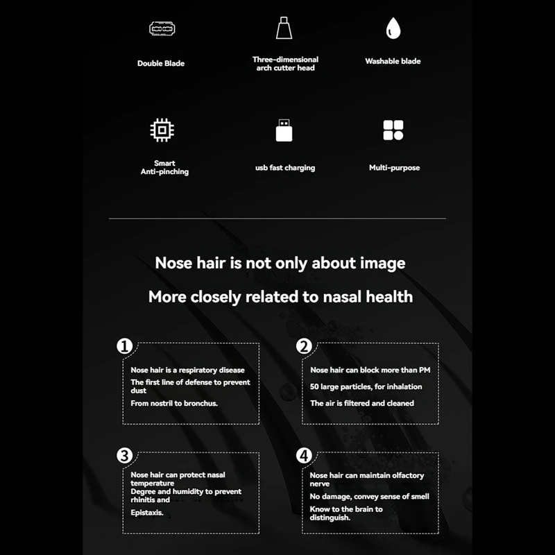 Recortador de pelo de nariz eléctrico, recortador lavable automático, eficiente y seguro, diseño compacto para viajes