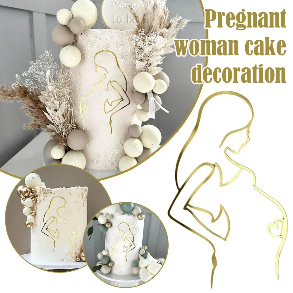 Cake Decoration For Golden Expectant Mothers Simple Line Type Happy Birthday Decoration For Mom Cake Decoration Supplies W2e8