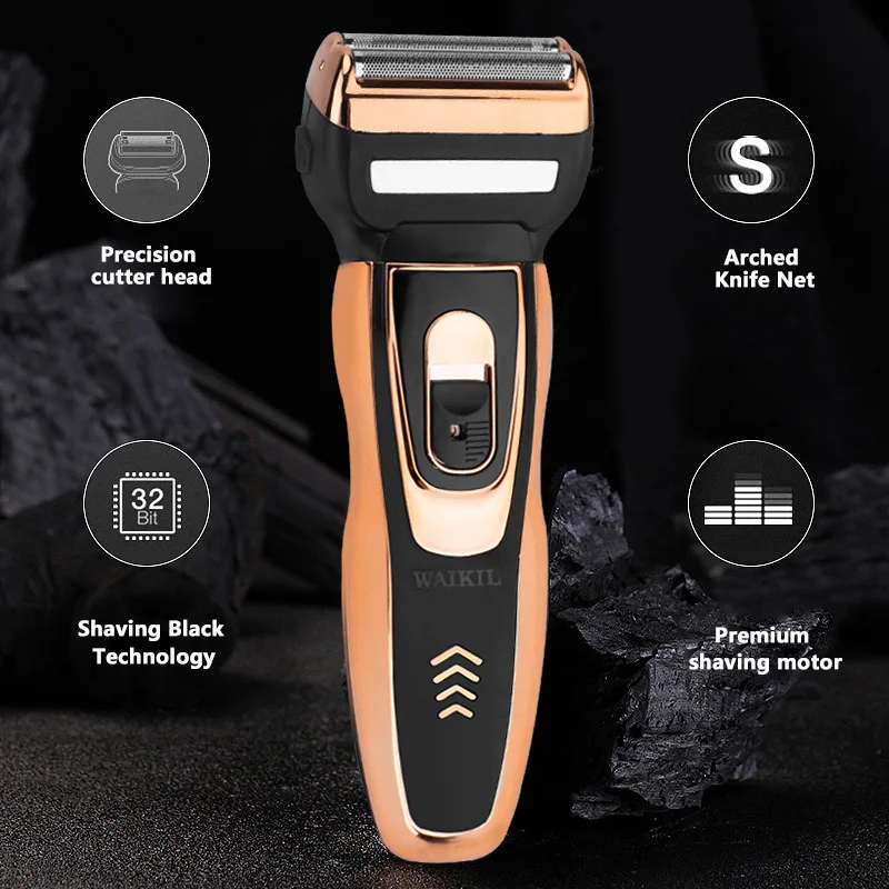 WAIKIL-Barbeador elétrico masculino profissional, aparador de pêlos, barba Clipper cabelo, carregamento USB, ferramenta de aparador sem fio, 3 em 1