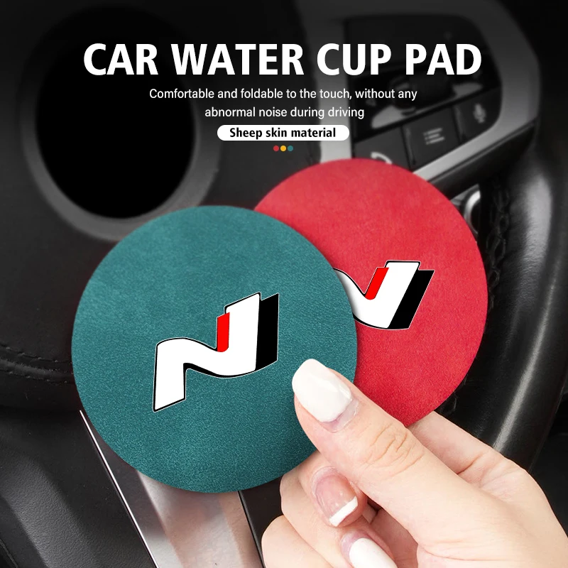 2pcs Car Non-slip Coaster Water Cup Pad Bottle Anti-skid Mat For Hyundai N LINE i30 i20 Sonata Accent Tucson Elantra Azera