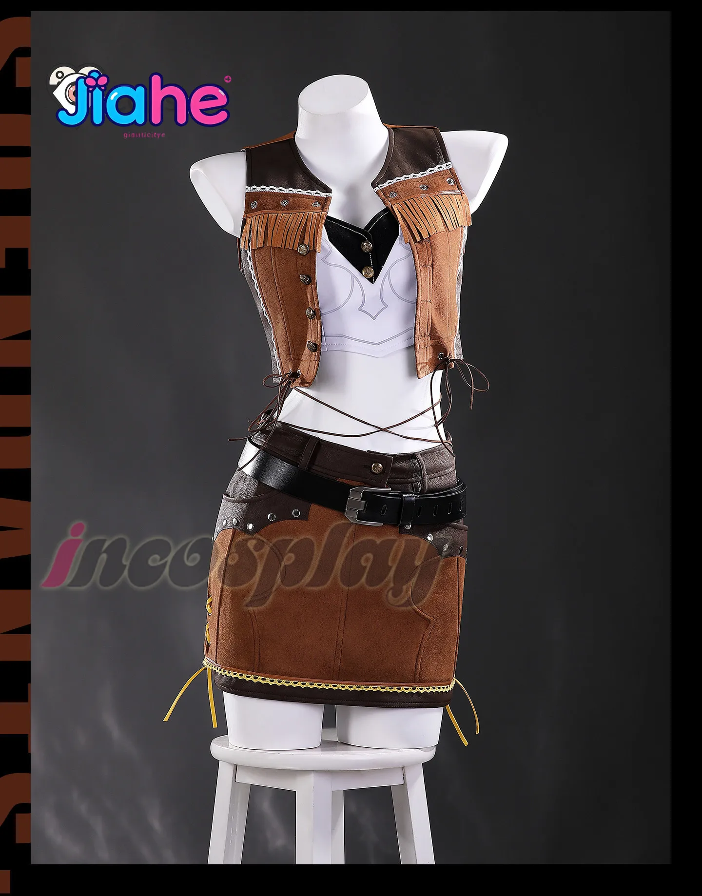 Final Fantasy VII New Tifa Lockhart Cowboy uniform Cosplay Costume Carnival Uniform Wig Anime Halloween Costumes Women Game FF7 view 6