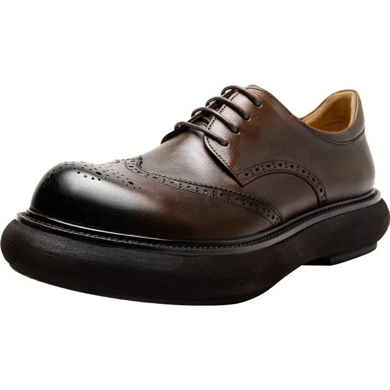 

Cowhide Casual Shoes Designer Spring Autumn Winter Male Designer Shoes Genuine Leather Flats British Retro Men Luxury Sneakers