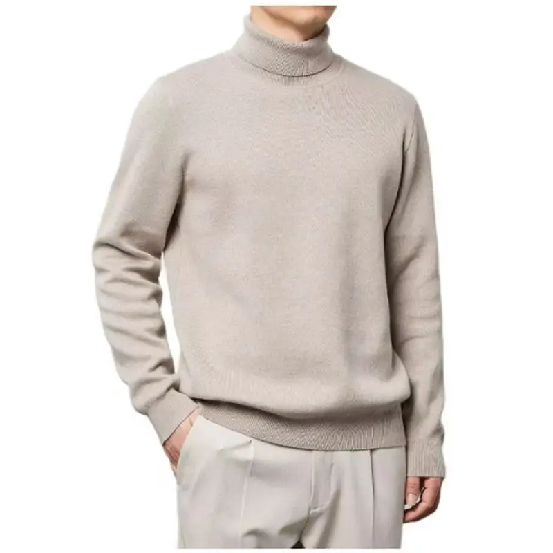 

Cashmere Cotton Blend Knitted Turtleneck Sweaters for Men 2024 Autumn Winter Classic Solid Color Simple Casual Warm Pullovers