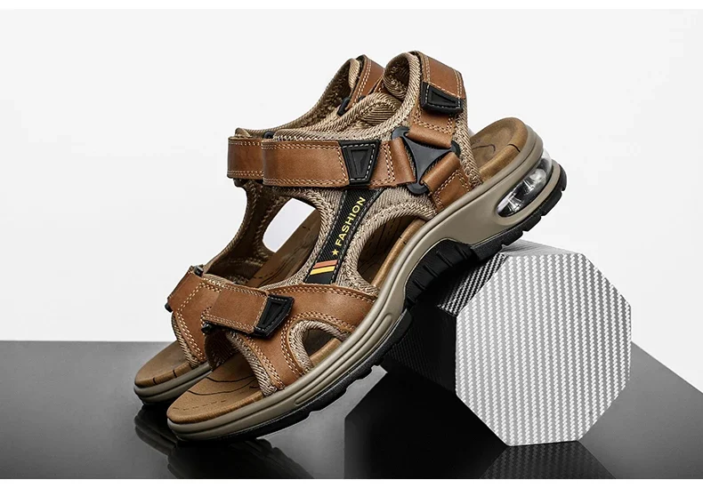 Neue Sommer Echtes Leder Männer Sandalen Mode-Design Atmungsaktive Casual Schuhe Männer Weichen Boden Outdoor Strand Sandalen Große Größe 46 – Detail 25