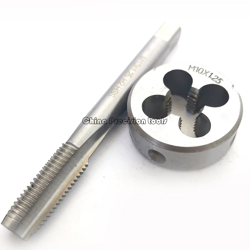 2pcs Metric Left Hand Tap die set M10 M10X1.5 M10X0.75 M10X1 LH Thread Straight Flute Plug taps Round Dies sets M10X1.25 M10X1