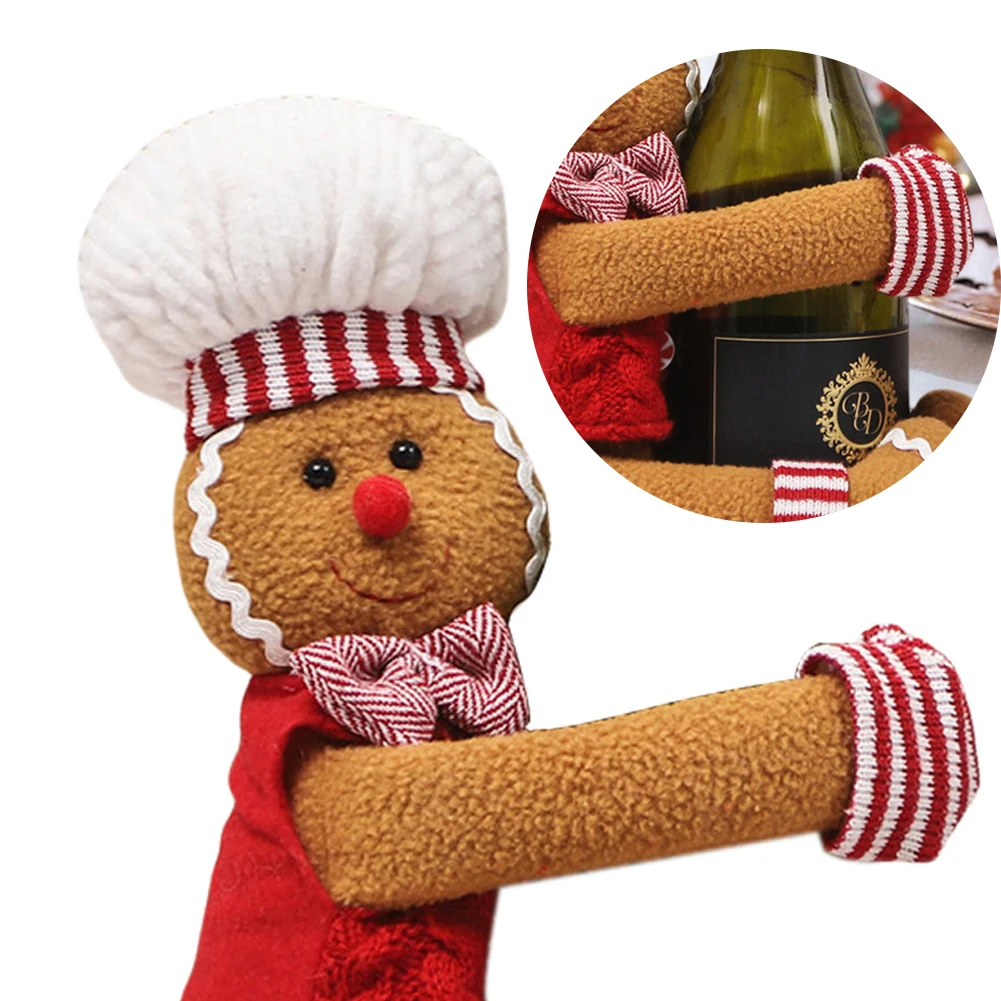 Homem de gengibre árvore de natal topper garrafa de vinho capa hugger criativo árvore de natal hugger multi-função para festa de férias em casa