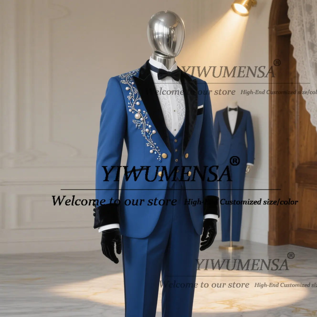 Cristais de luxo frisado pérolas mãe da noiva vestido para festa de casamento convidado lapela repicada senhora blazers ternos femininos personalizados 3pc