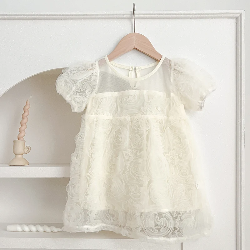 New Summer Infant Clothes Sister Look 2024 Sister Embroidery Baby Girl Petal Collar Romper Elegant Princess Birthday Party Dress