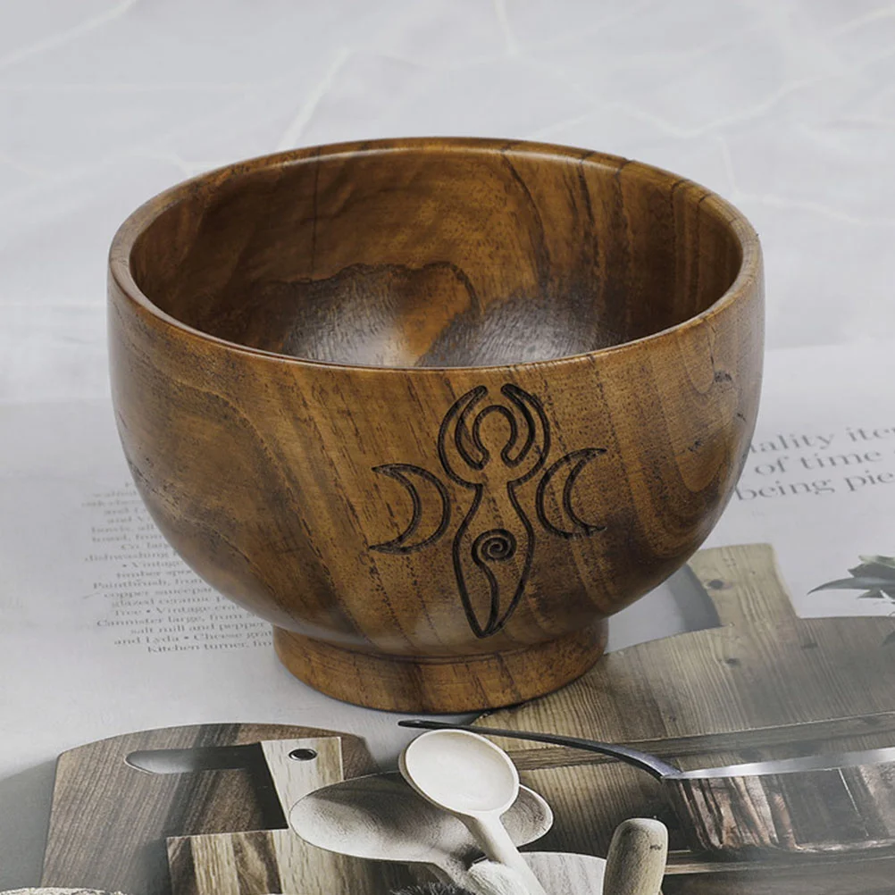 

1pc Wooden Altar Decor Exquisite Craftsmanship Smooth Finish Religious Sacrificial Article Creative Worship Bowl Home Temple