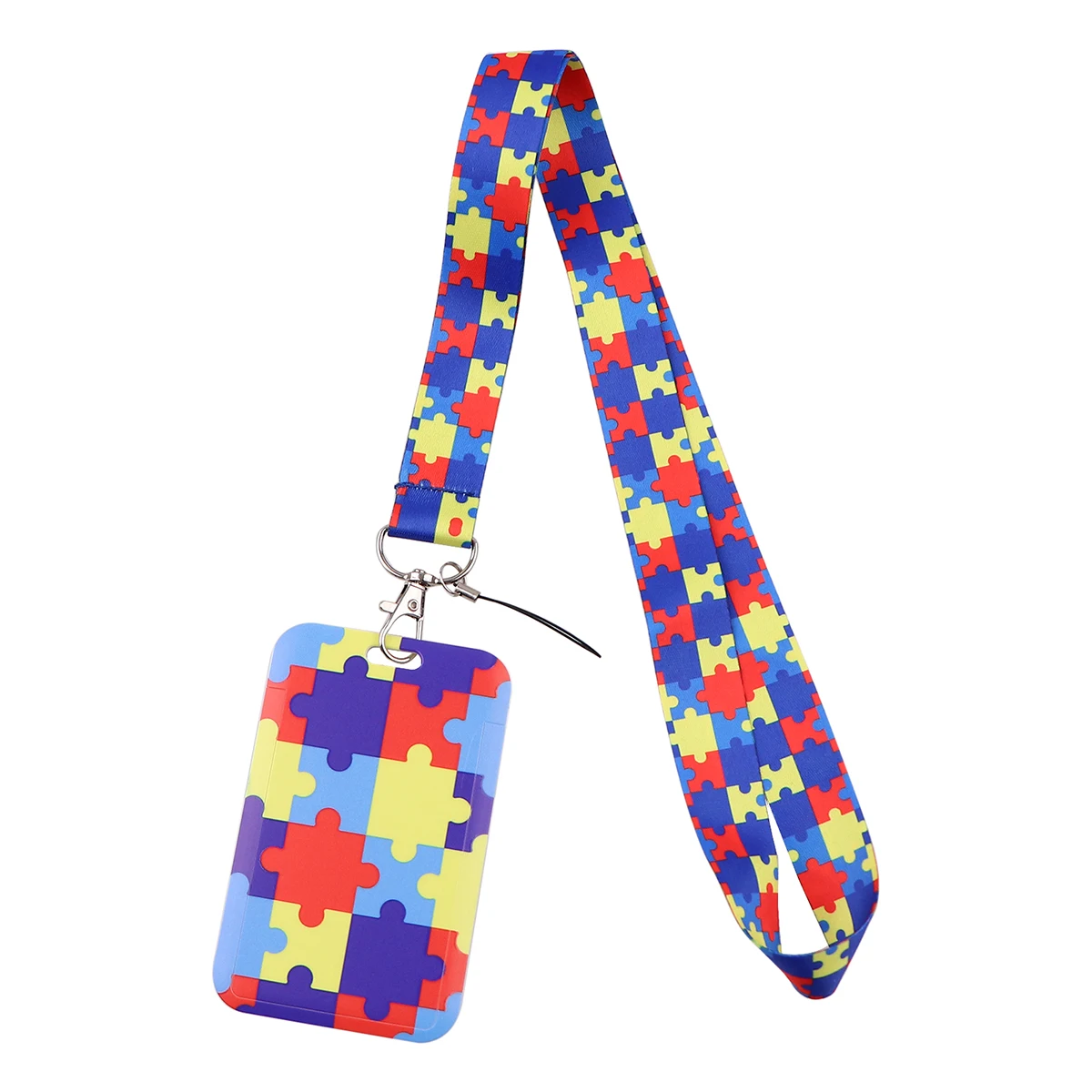 Autism Awareness Puzzle Anti-Lost Lanyard Neck Strap Lanyard for Key ID Card Gym Phone Straps USB Badge Holder DIY Hanging Rope