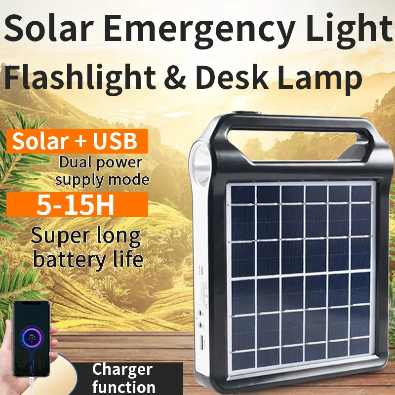 Emergency rescue flashlight strong light solar charging outdoor lighting multifunctional camping light