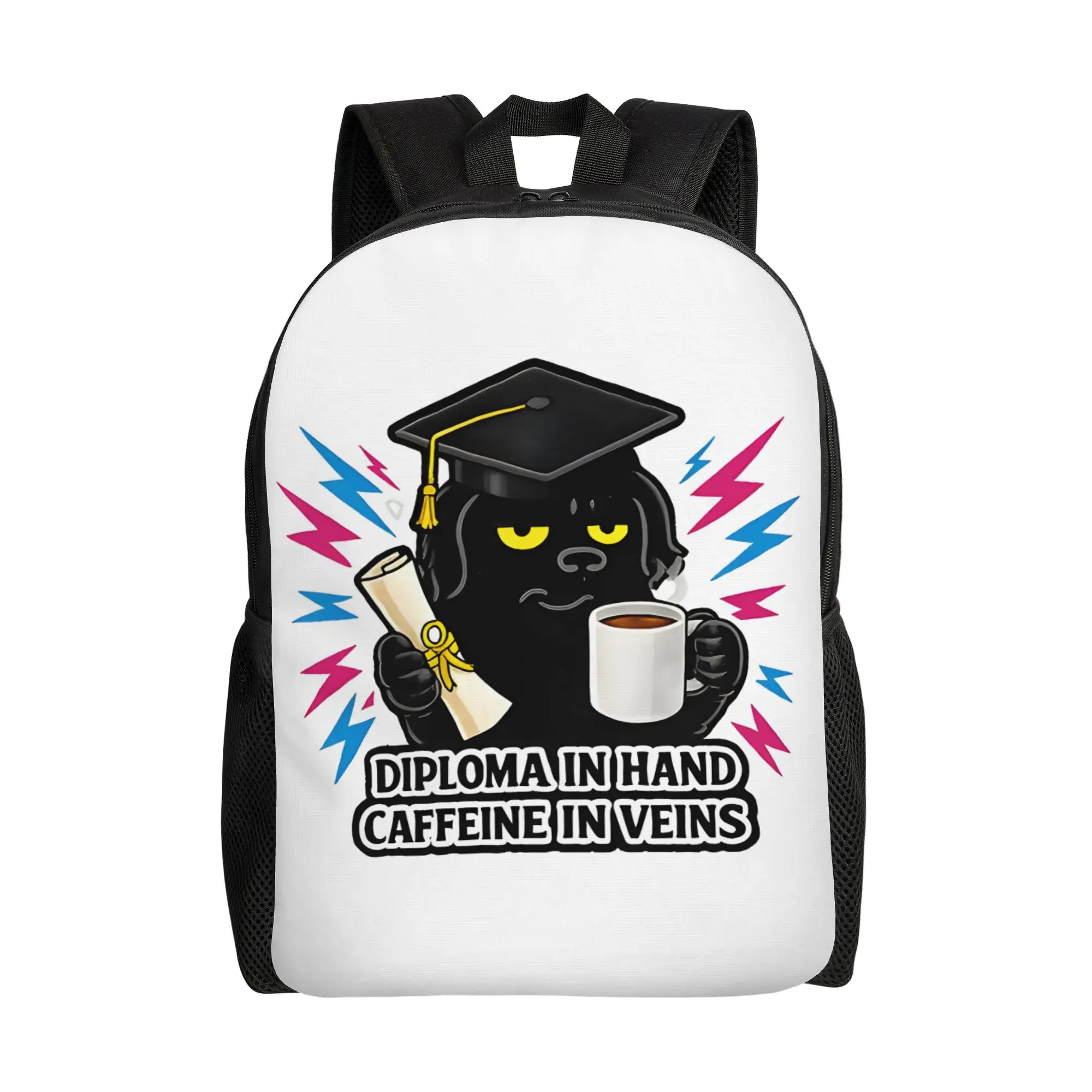 

Diploma In Hand, Caffeine In Veins Graduation Schoolbag Ladies Fashionable mochila Large Capacity Schoolbag For Graduates Gift