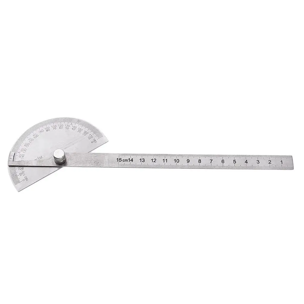 Steel Protractor 0-180 Degree Angle Gauge Rotation Ruler Student Tool