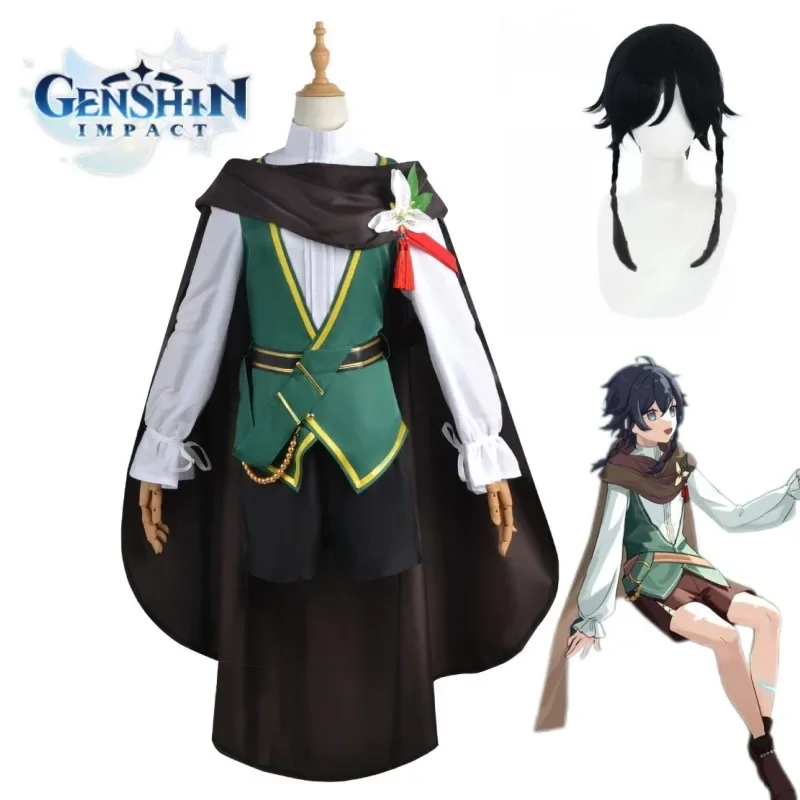 

Game Genshin Impact Venti friend Cosplay Costume Boyish style suit cosplay with friend Festival Comic exhibition activities set