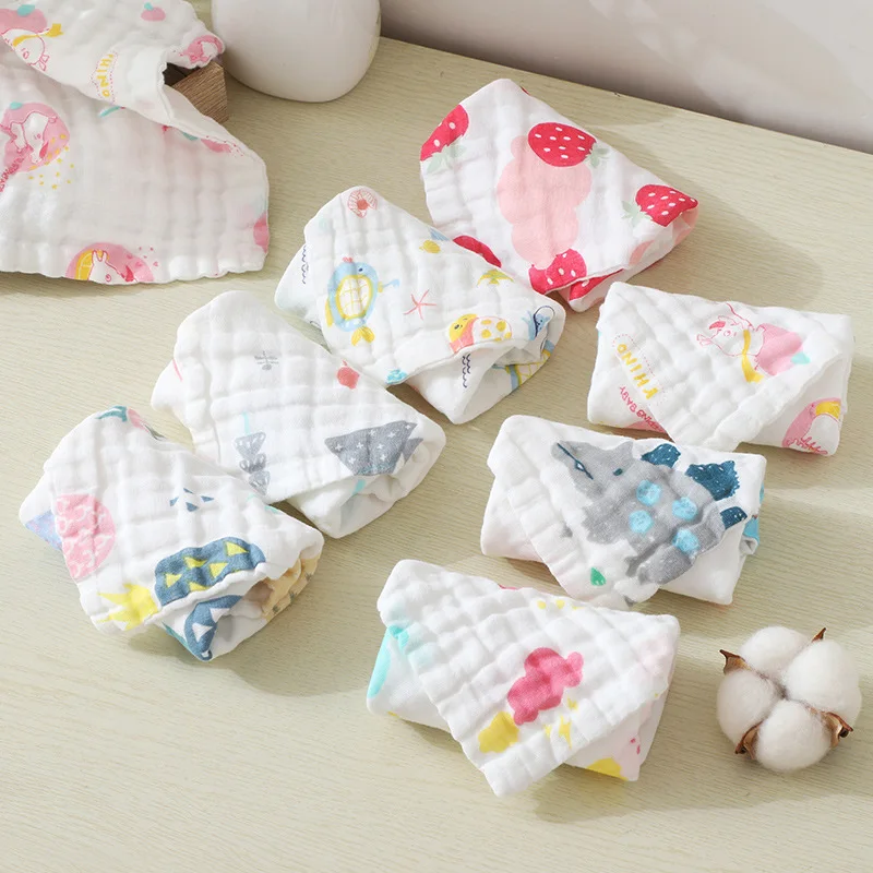 5pcs/lot Muslin 6 Layers Cotton Soft Baby Towels Baby Face Saliva Washcloth Wipe Handkerchief Bathing Feeding Burp Cloth