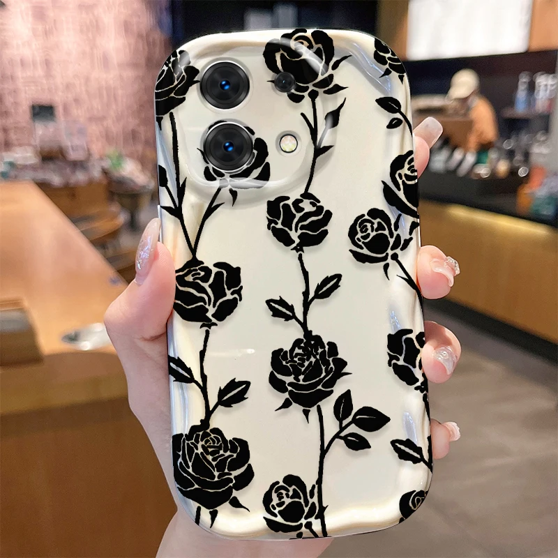 Rose Wave Case for Xiaomi Redmi Note 13 12 11 Pro Plus 4G 5G 13C 12C Turbo 12S 11S 10 9 11A 9C Silicone Shockproof Back Cover