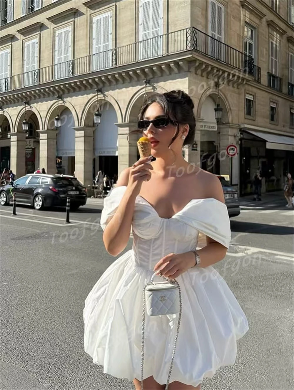 Toofgon Schatz Mini Hochzeit Party Kleider Off Schulter Kurze EINE Linie Spitze Up Vestidos Para Mujer Brautkleider Angepasst