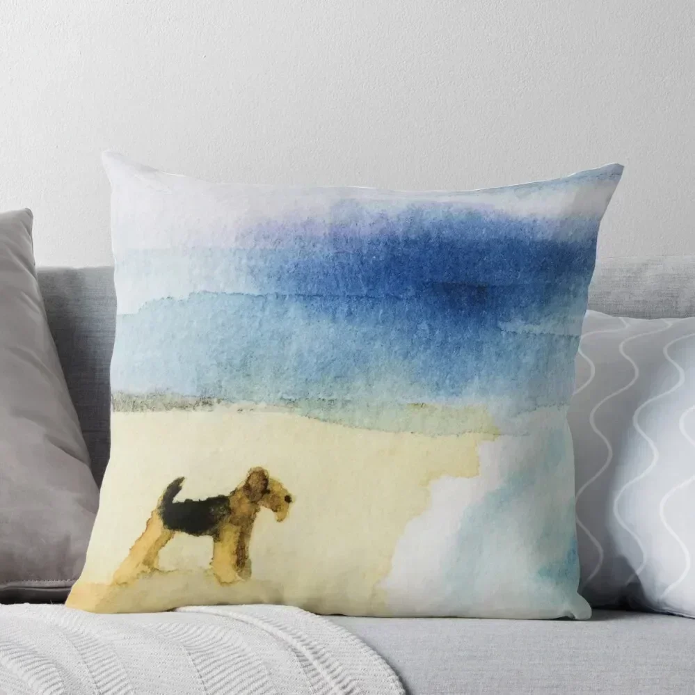 

Airedale Terrier Dog 'Beach' Throw Pillow Christmas s Covers bed pillows Sofa Decorative Covers pillow