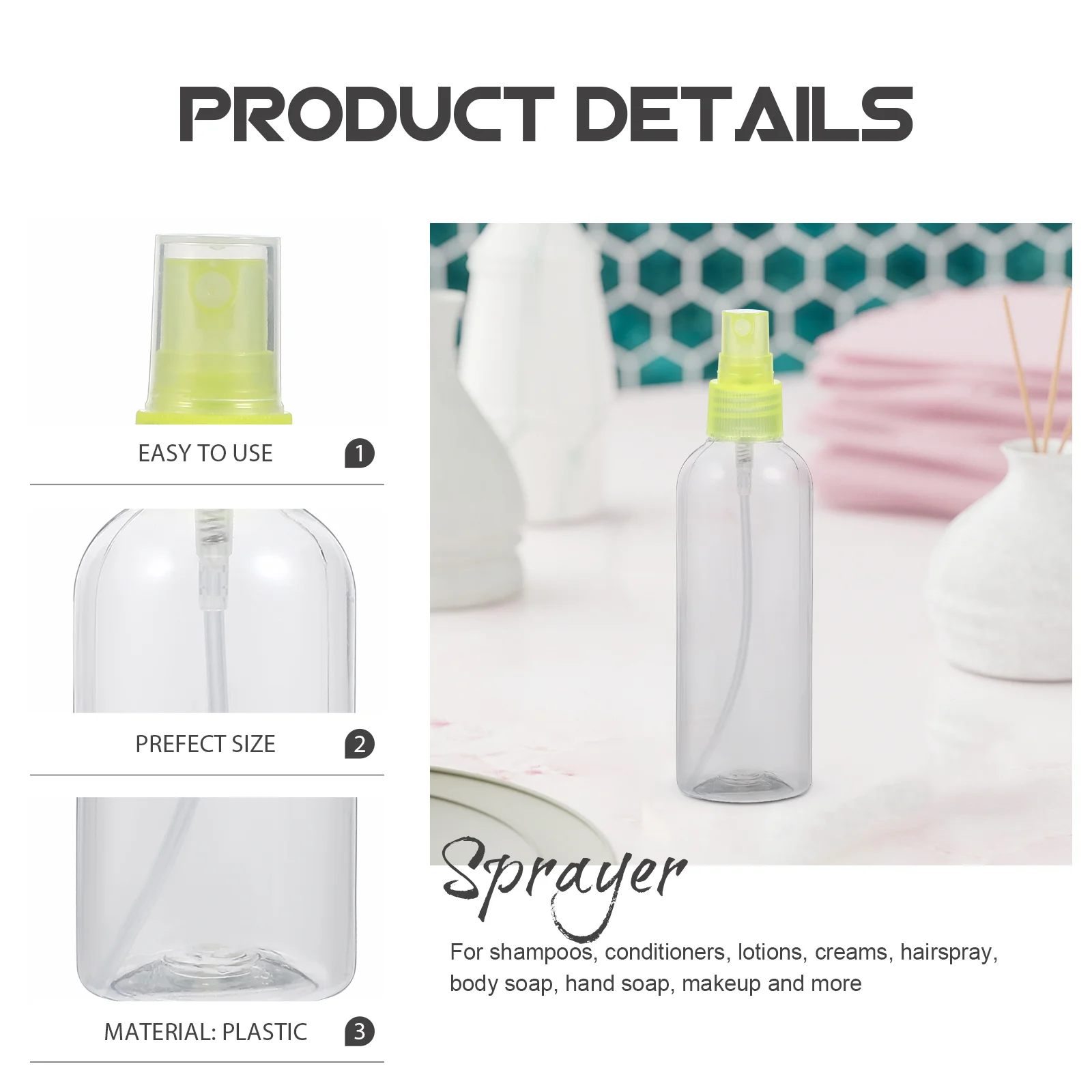 Portable Refillable Plastic Fine Mist Perfume Make Up Clear Empty Sprayer Bottle Atomizers PET Spray Bottles Pump 100ML