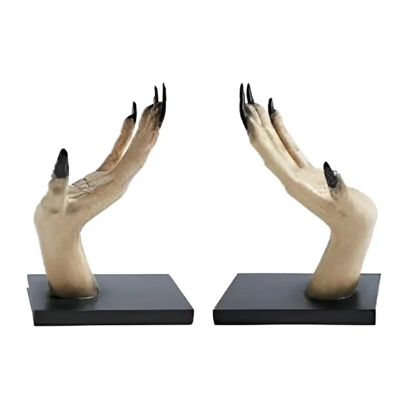 

Halloween Bookends Unique Resin Halloween Scary Hand Bookends Anti-Slip Book Support For Organized Libraries Bookshelf Stopper