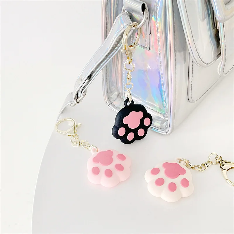 Cute Pink Cat Claw Shape AirTag Holder Anti-Scratch Keychain for Pet Tracking Kids Bags Luggage Silicone Key Ring Keyfob