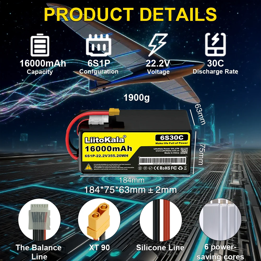 Liitokala 22.2V 160…