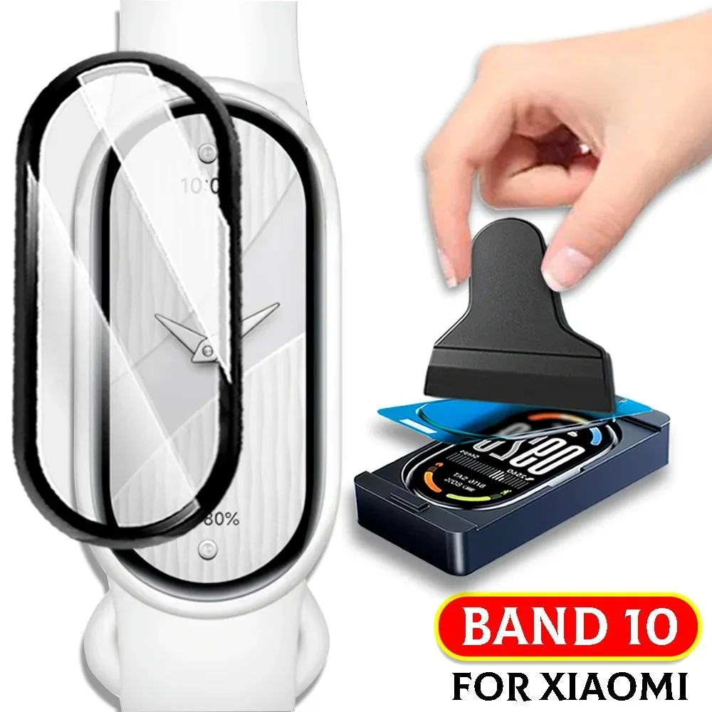 

Для Xiaomi Mi Band 10: Легкоустанавливаемые мягкие пленки, керамические позиционирующие пленки из ПММА с локатором-скребком, защитная пленка для экрана (не стекло)
