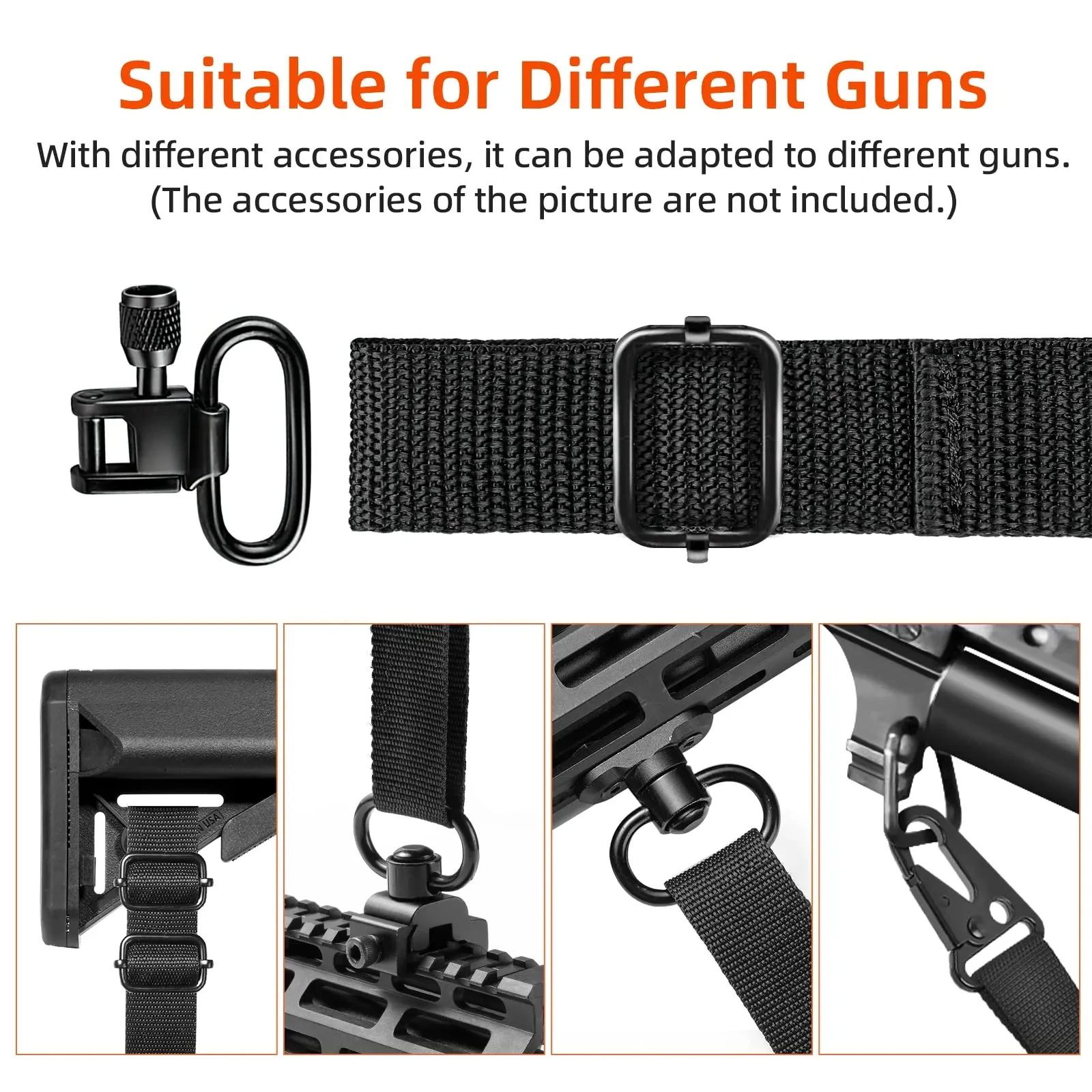 2 Point Sling Rifle Sling Rope Straps Shoulder Gun Sling with Swivels Comfortable Neoprene Padded Length Adjustable Outdoors