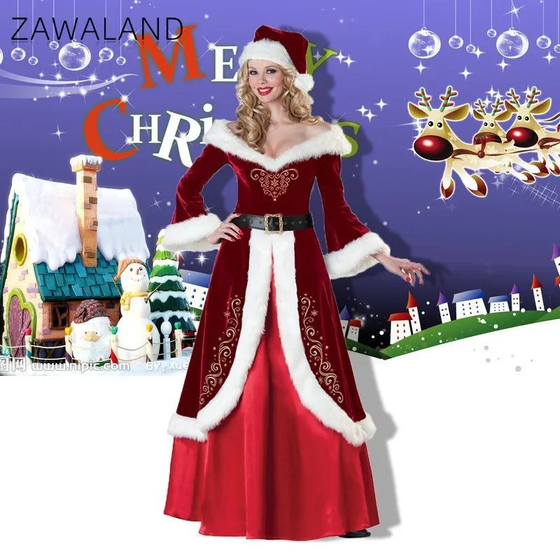 عيد الميلاد الكبار تأثيري حلي مضحك حفلة رجل سانتا كلوز مجموعة كاملة ملابس امرأة موضة فستان أحمر مرحلة الأداء وتتسابق